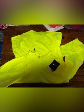 Nike Neon Yellow Half-Zip Pullover Sweatshirt
